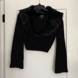 Black shrug with faux fur collar detail